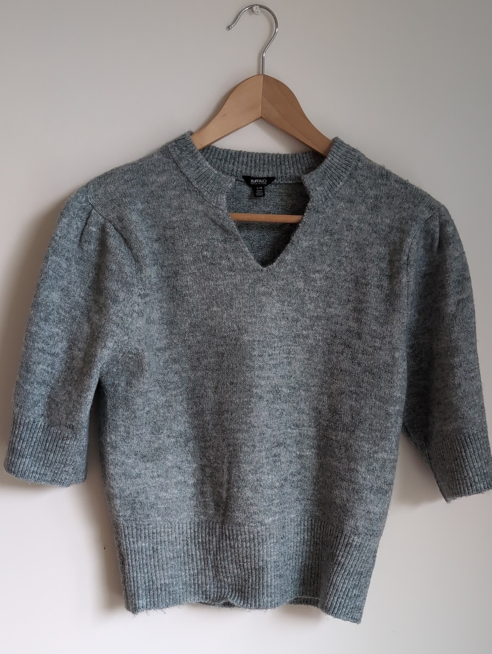 Buffalo David Bitton Women's Heather Mint Green / Grey Short Sleeve Sweater